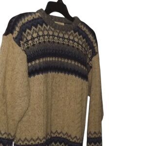 VTG St John's Bay Knit Sweater Women's Size Large Nordic Brown Blue